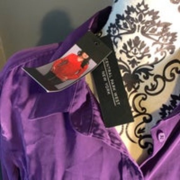 Womens purple button down blouse - Picture 5 of 5